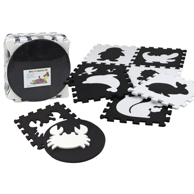 Pehme puslematt, kontrastne hariv must-valge EVA vaht, 19 osa