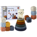 Õppeklotside komplekt väikelastele - Pyramid Teddy Bear