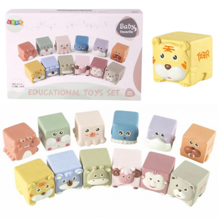 Pehmete sensoorsete õppeloomade klotside komplekt 12tk