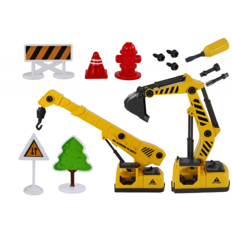 Ehitussõidukite helivalgus 1:12 DIY betoonisegisti kraanaekskavaator
