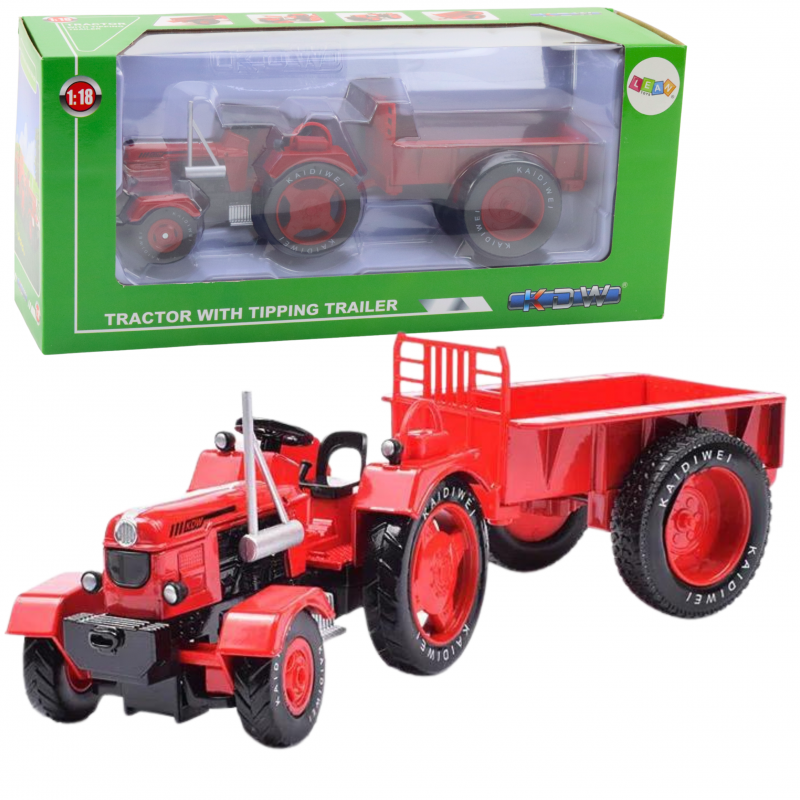 Metallist talutraktor Haagisega Punane 1:18