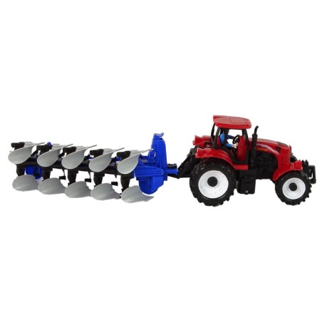 Traktor adra plastikuga Red Blue