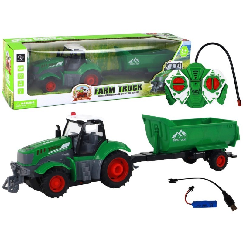 R/C traktor haagisega 1:24 Roheline