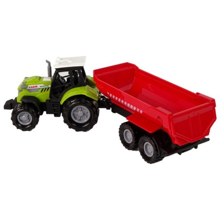 Roheline traktor koos haagisega