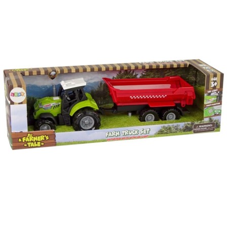 Roheline traktor koos haagisega