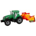 Roheline traktor oranži kultivaatoriga lastele