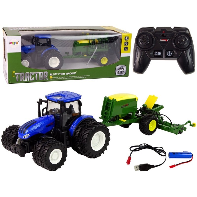 Sinine traktor pressiga