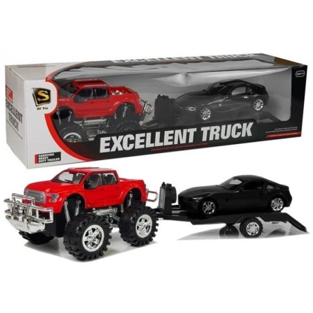 Sõidukite komplekt Red Monster Truck Must BMW haagissuvila 58 cm
