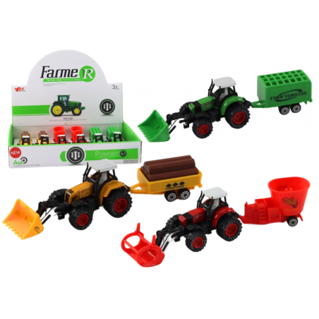 Traktor koos haagise ekskavaatoriga Buldooser Põllumajandusmasin 3 värvi