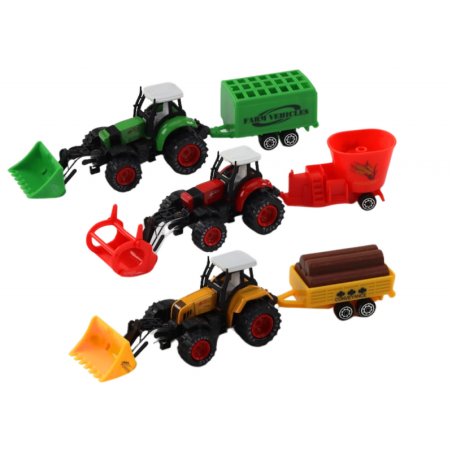 Traktor koos haagise ekskavaatoriga Buldooser Põllumajandusmasin 3 värvi