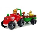 Traktor haagisega, loomad beebidele, akud, tuled, heli