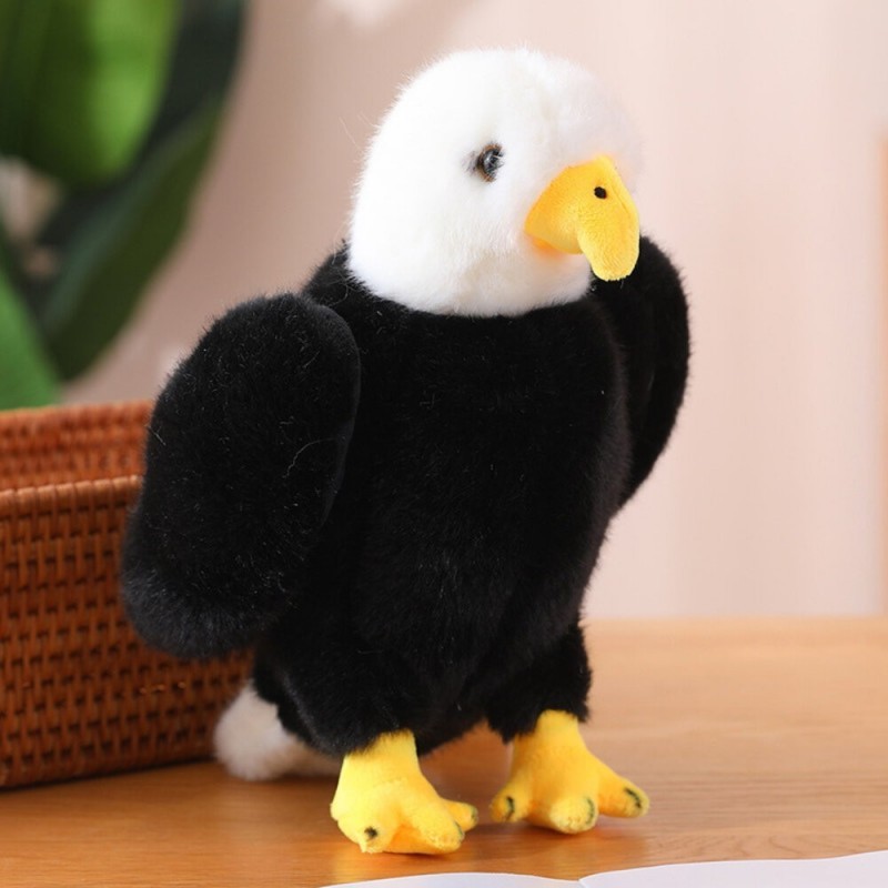 Plush Eagle Bird Plush Toy maskott Kaisumänguasi Must-valge 25cm