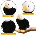 Plush Eagle Bird Plush Toy maskott Kaisumänguasi Must-valge 25cm