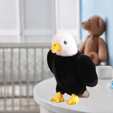 Plush Eagle Bird Plush Toy maskott Kaisumänguasi Must-valge 25cm