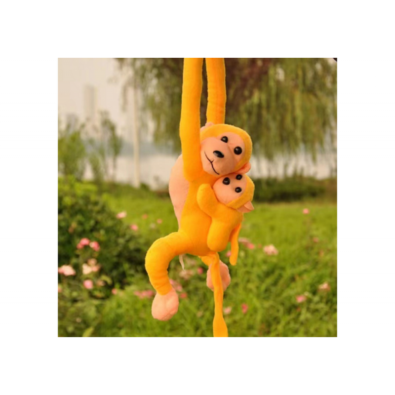 Mascot Plush Monkey with Baby, kollane 90 cm