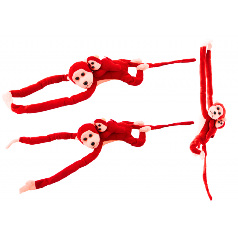 Mascot Plush Monkey with Baby, punane 70 cm