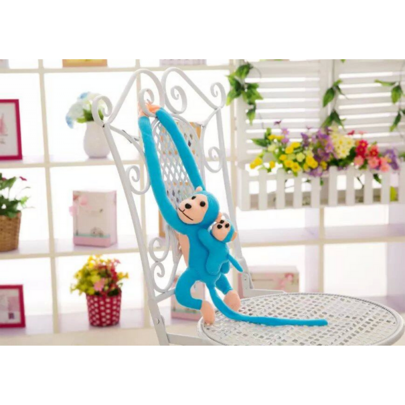 Mascot Plush Monkey with Baby, sinine 70 cm