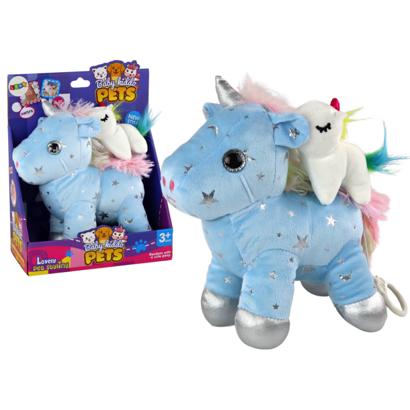 Unicorn Plush Sleeping Animal Hällilaul Sinine tähtedega Komplekt