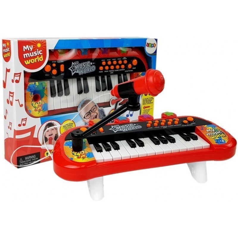Klaviatuur Klaver 24 klahvi USB mikrofon Punane