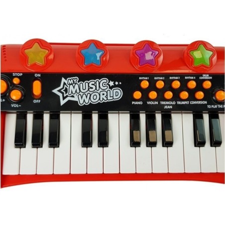 Klaviatuur Klaver 24 klahvi USB mikrofon Punane