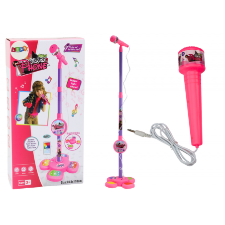 Mikrofon koos alusega lastele, reguleeritav, roosa
