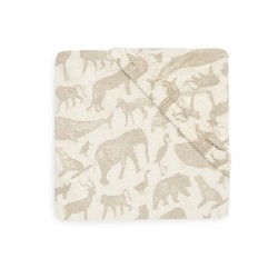 Kummiga voodilina Jersey 60x120cm Animals Nougat