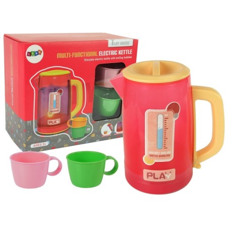 Elektrischer rosa Wasserkocher, der Wassergeræusche spielt