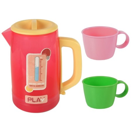 Elektrischer rosa Wasserkocher, der Wassergeræusche spielt