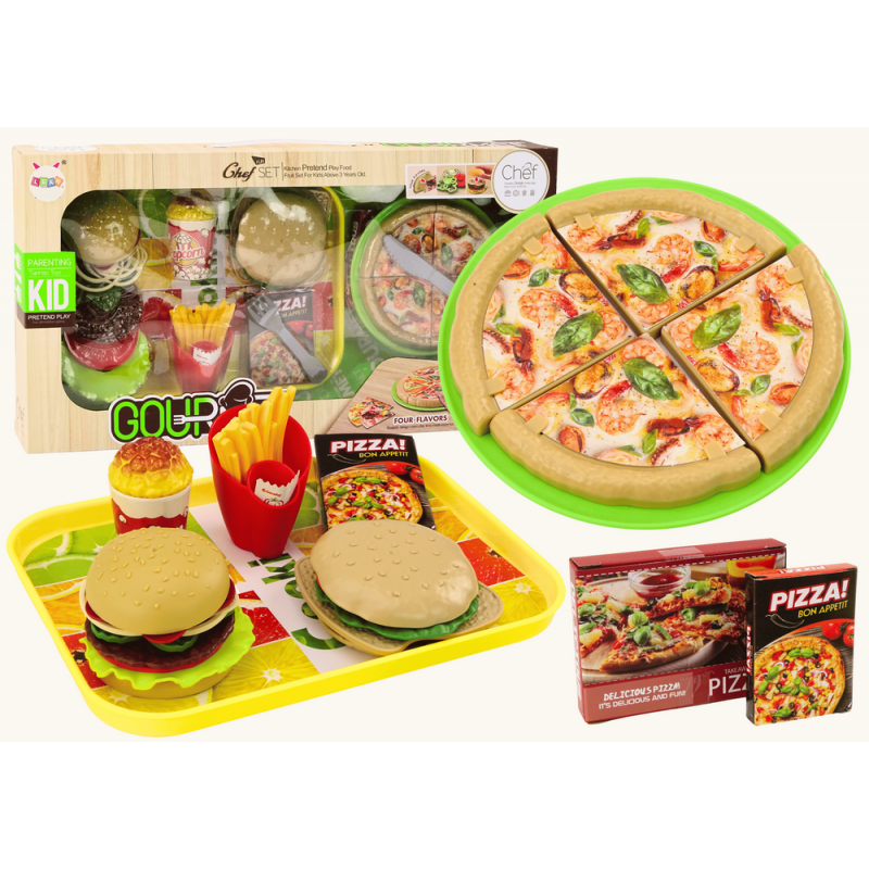 Kiirtoidukomplekt Pizza Burgerid Friikartulid Aksessuaarid lastele 24 tk.