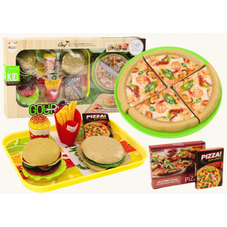 Kiirtoidukomplekt Pizza Burgerid Friikartulid Aksessuaarid lastele 24 tk.