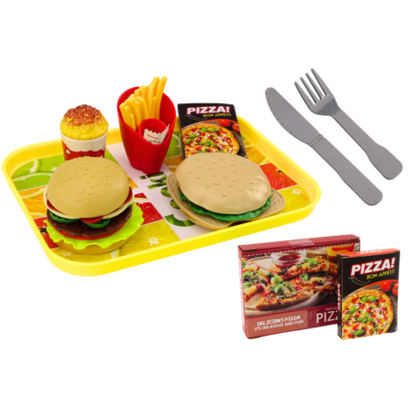 Kiirtoidukomplekt Pizza Burgerid Friikartulid Aksessuaarid lastele 24 tk.