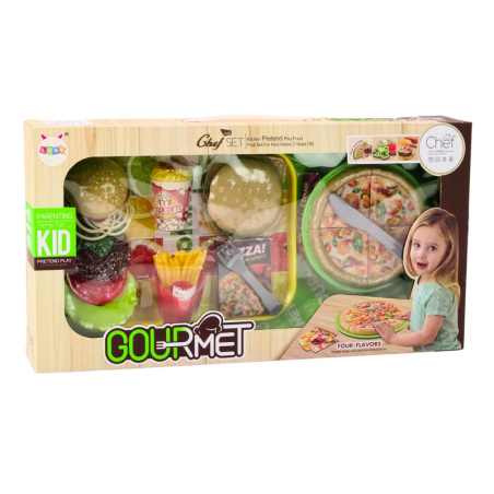 Kiirtoidukomplekt Pizza Burgerid Friikartulid Aksessuaarid lastele 24 tk.
