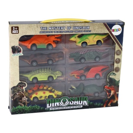 Autode komplekt, Dinosaurused, Värvilised autod, 8 tk