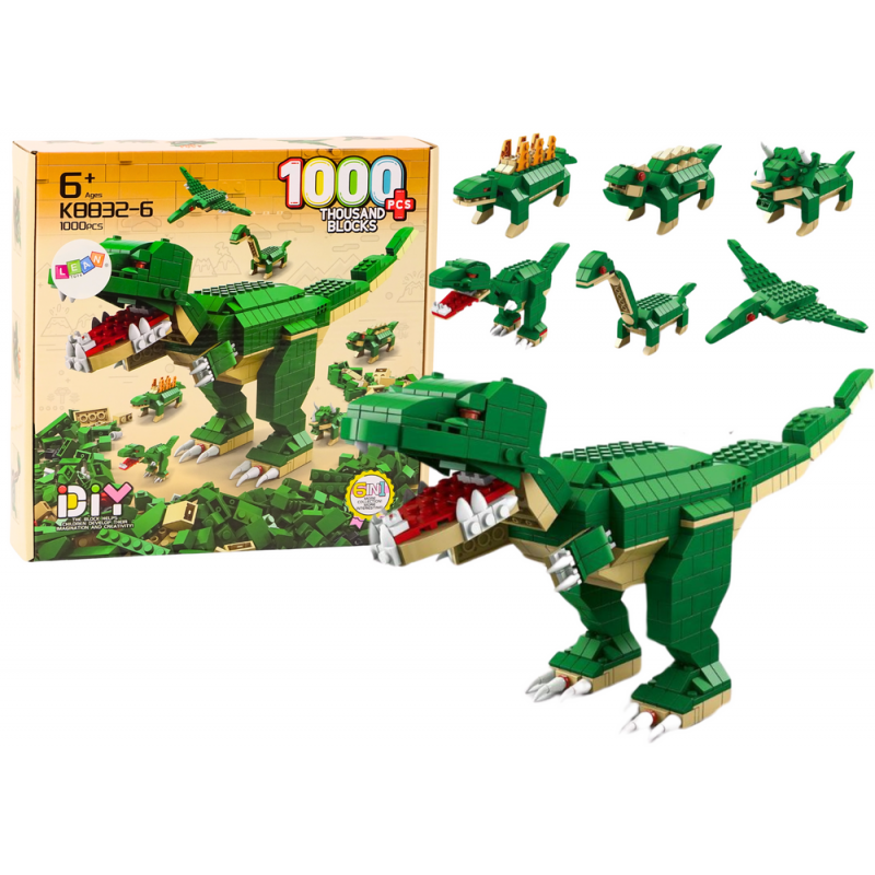 Ehitusklotsid Dinosaurused 6in1 DIY Dinosauruste komplekt 1000 tk.