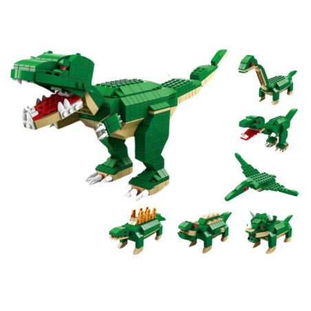 Ehitusklotsid Dinosaurused 6in1 DIY Dinosauruste komplekt 1000 tk.