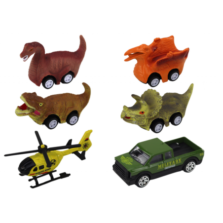 Dinosauruste veoauto vedrud 6 tk , tuled ja helid