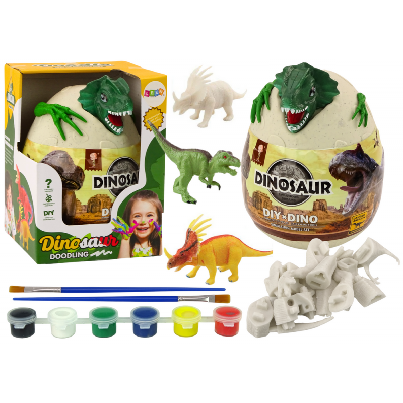 Dinosaurustega muna DIY pintslite roheliseks värvimiseks