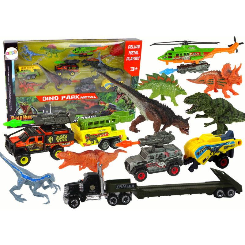 Helikopteri dinosauruste sõidukikomplekt, 8 värvilist tk