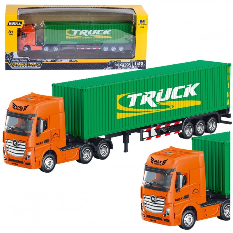 Veoauto Poolhaagis Konteiner Metal Huina Green 1:50