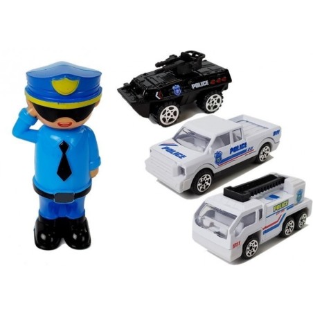 Politseiautode hoiuruum Garaaž 2in1 Politseinik Väikeautod Helivalgustid