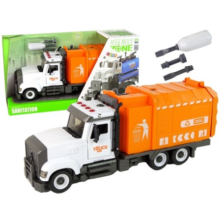 Oranž prügiauto tarvikutega lahti ja kinni keeramiseks