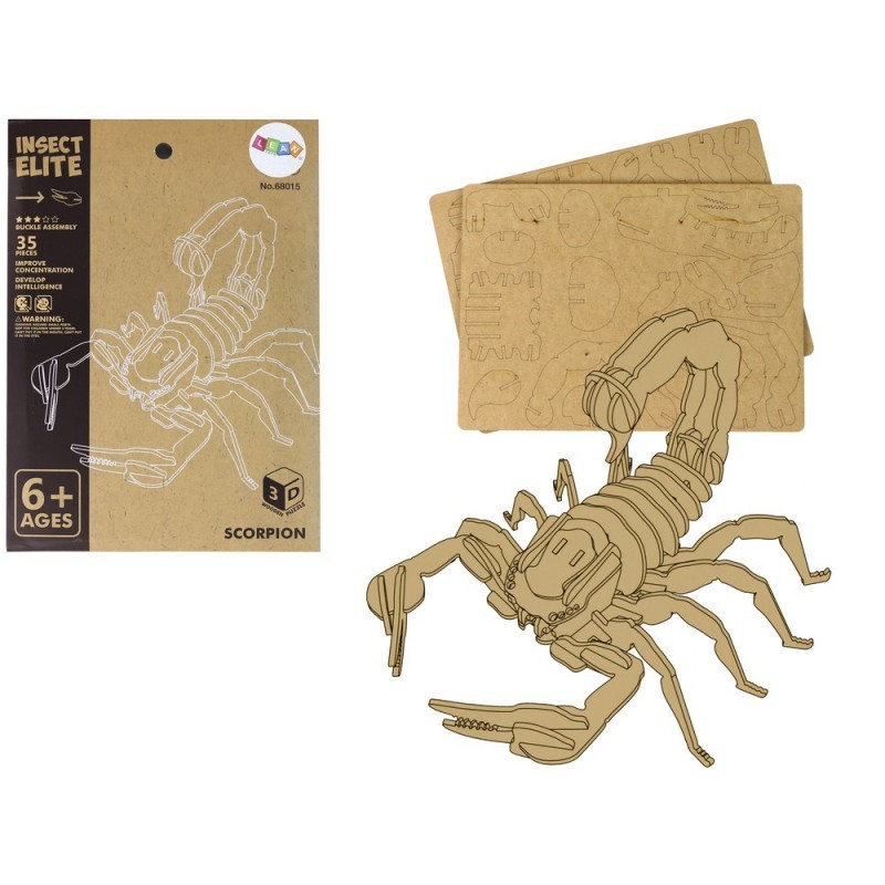Puidust 3D Scorpion pusle õppekomplekt, 35 tükki