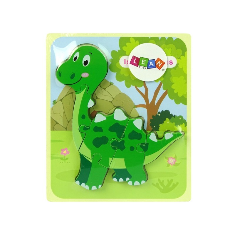 Puidust Isanosauruse roheline dinosauruste pusle