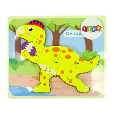 Puidust pusle dinosaurus Stegosaurus Kollane