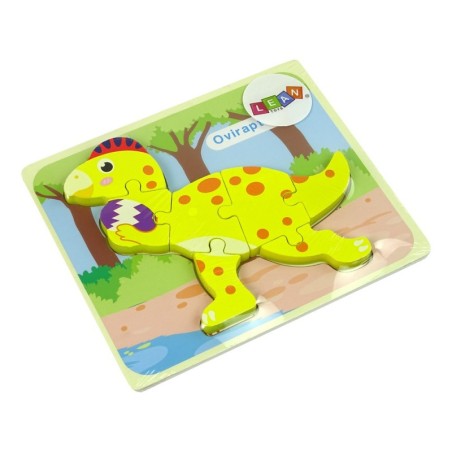 Puidust pusle dinosaurus Stegosaurus Kollane