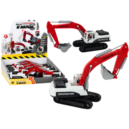 Roomikekskavaatori valge ja punane metallist kopp