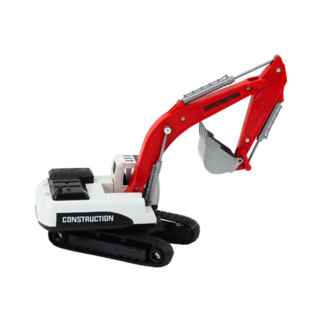 Roomikekskavaatori valge ja punane metallist kopp