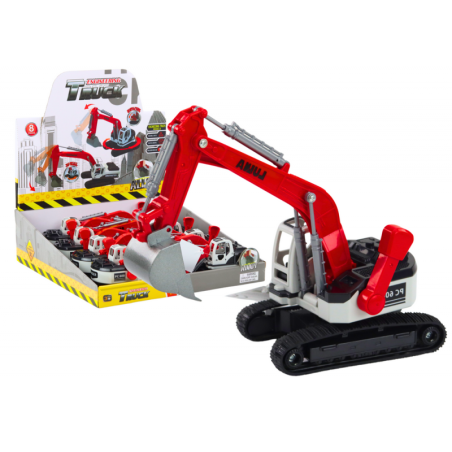 Roomikekskavaatori valge ja punane metallist kopp