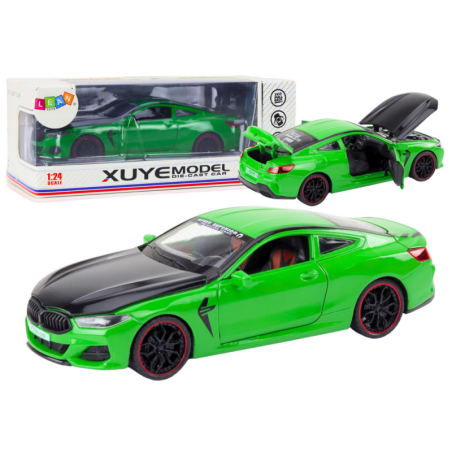 Sportauto metallist hõõrdajamiga avatavad elemendid 1:24 roheline