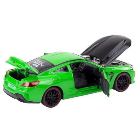 Sportauto metallist hõõrdajamiga avatavad elemendid 1:24 roheline